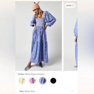 Free People Dahlia Embroidered Maxi Dress -NWT Misty Dawn